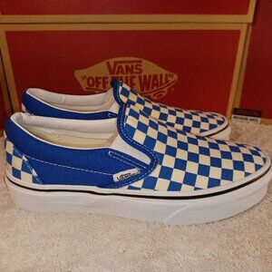VANS Men's 4/Women's 5.5 Slip On COLOR THEORY CHECKERBOARD BLUE VN0A7Q5D6RE